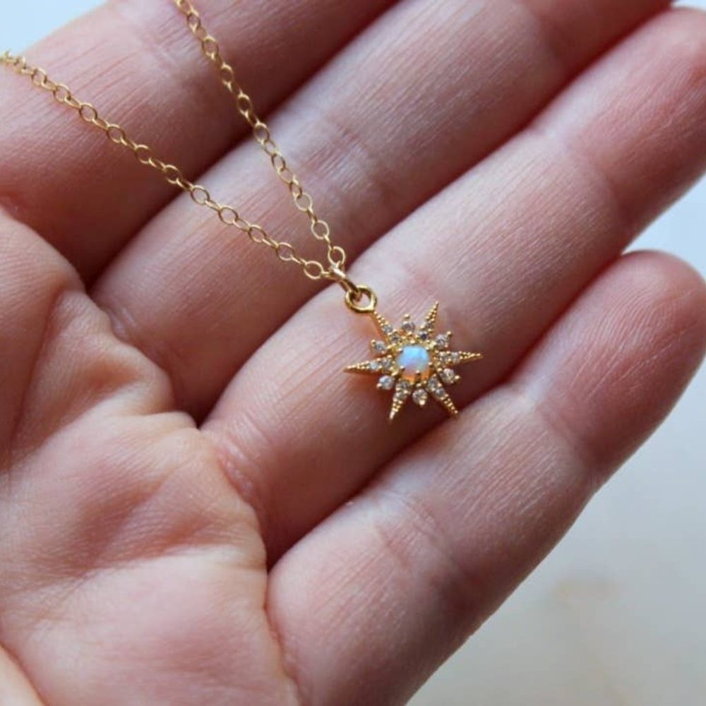 ✨ Star Opal Necklace, Golden Opal Necklace, Gold Star Jewelry ✨